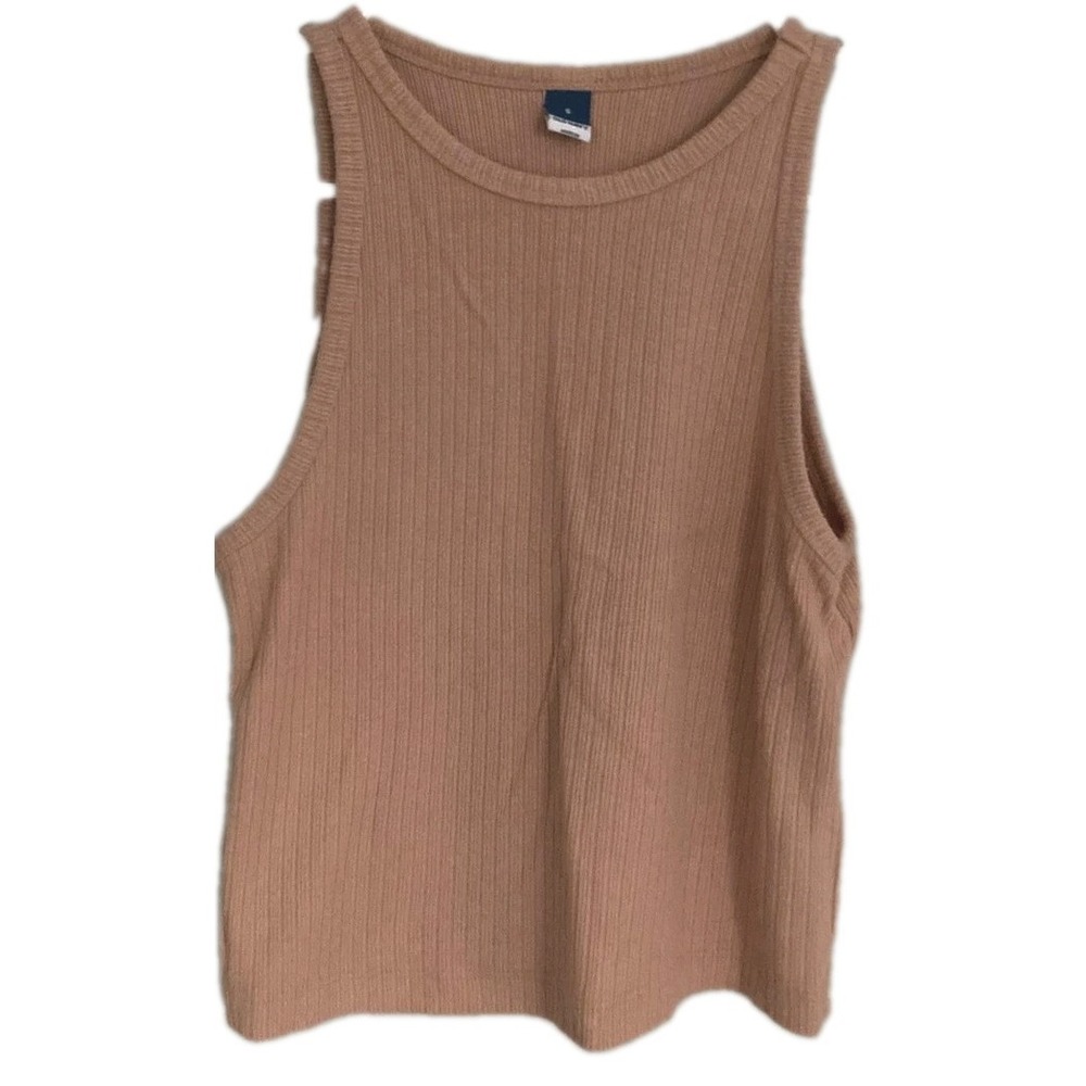 Old Navy Shirt Womens S Peach Ribbed Stretch Knit Crop Tank Top Casual
